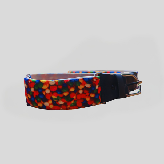 Red Stretch Adjustable Belt – “Multi Astros” 35 mm Elastic Waistband