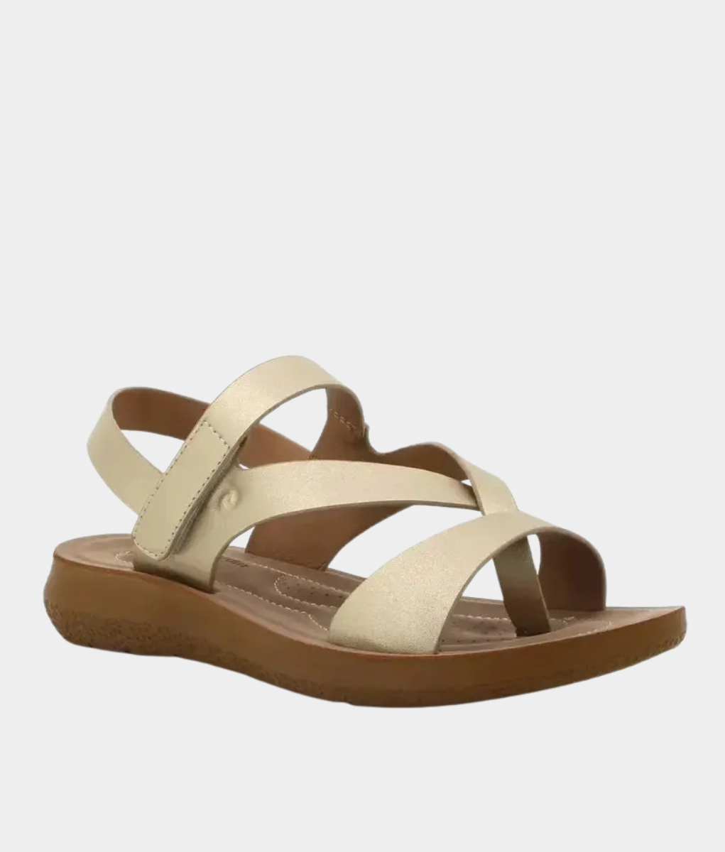 Pierre Cardin Satin Flat Ladies Sandal – Gold