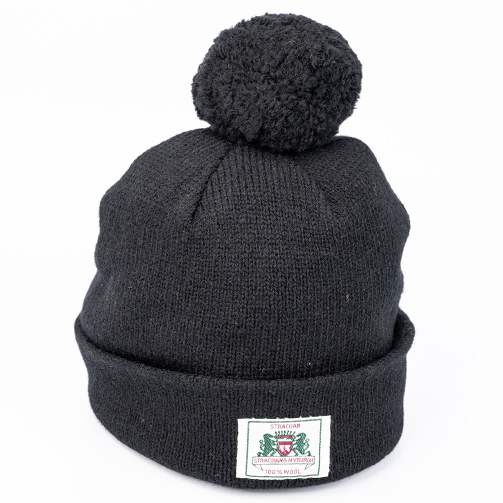 Strachan Plain Black Beanie – Classic Winter Knit