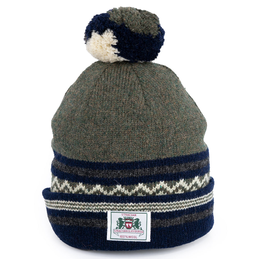 Strachan Navy & Olive Beanie – Classic Winter Knit