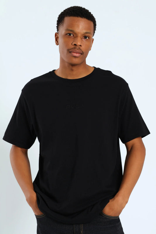 RVCA Small Logo Embroidered T-Shirt – Men’s Black Crew Neck (South Africa)