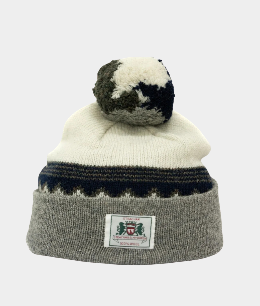 Strachan White & Grey Beanie – Classic Winter Knit