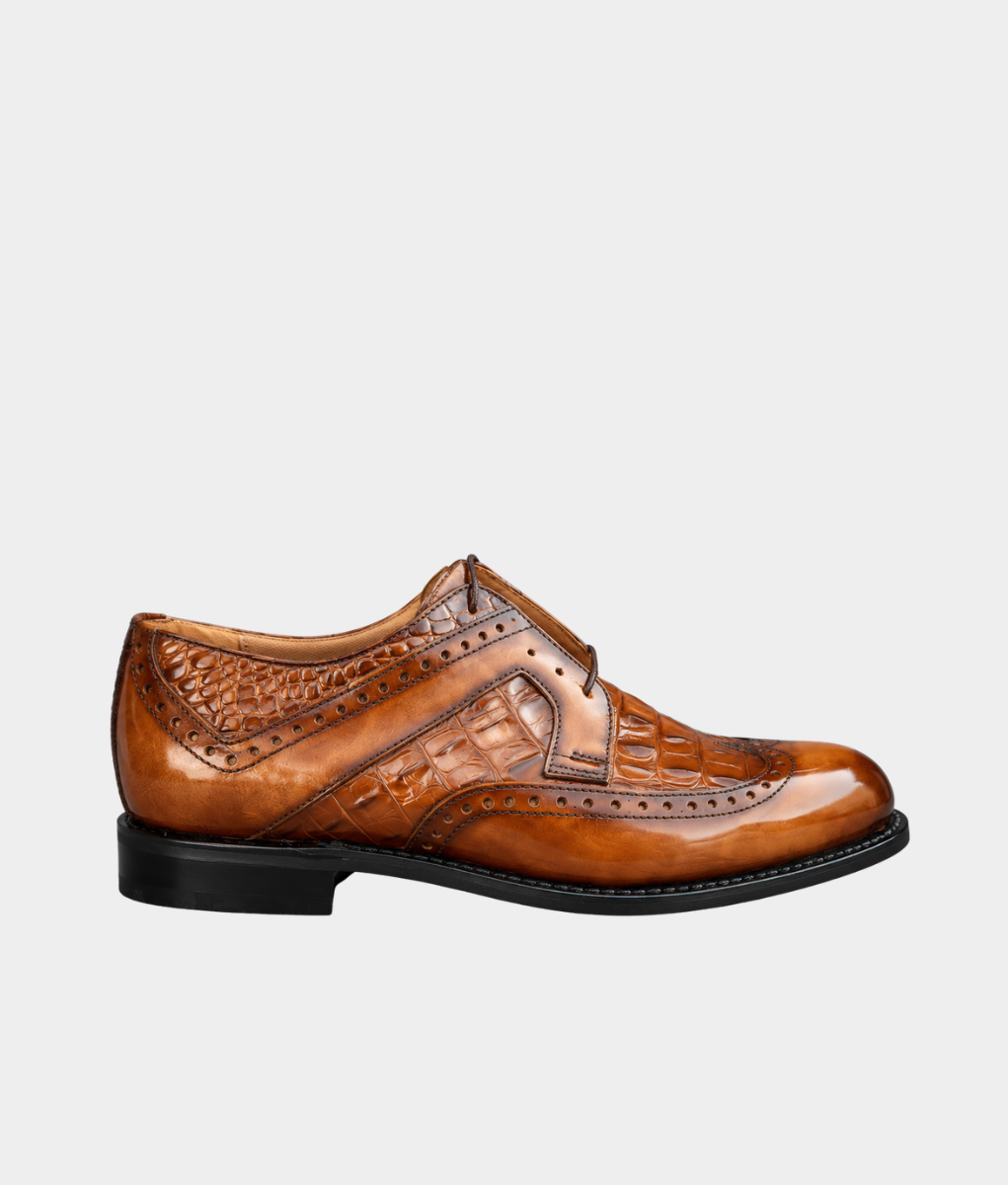 Bishop Men's Premium Welted Ivywood Leather Shoe – Cognac Croc