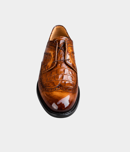 Bishop Men's Premium Welted Ivywood Leather Shoe – Cognac Croc