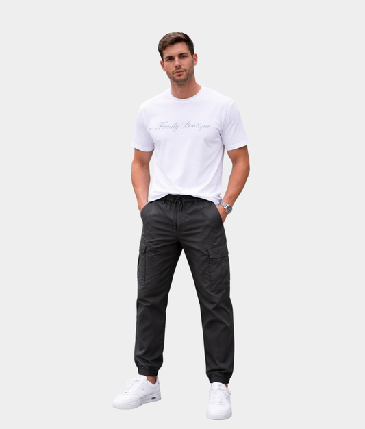Men’s Olive Charcoal Grey Joggers – Casual Drawstring Utility Pants