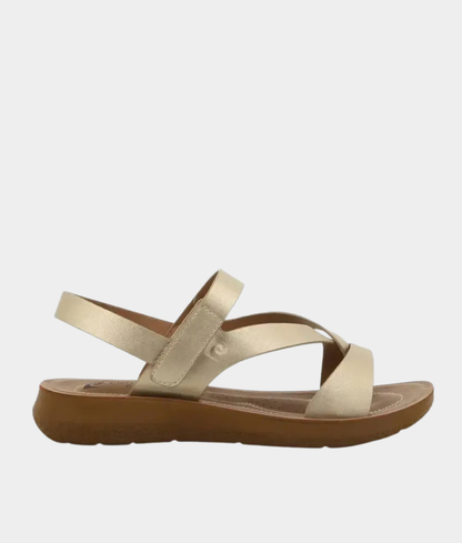 Pierre Cardin Satin Flat Ladies Sandal – Gold