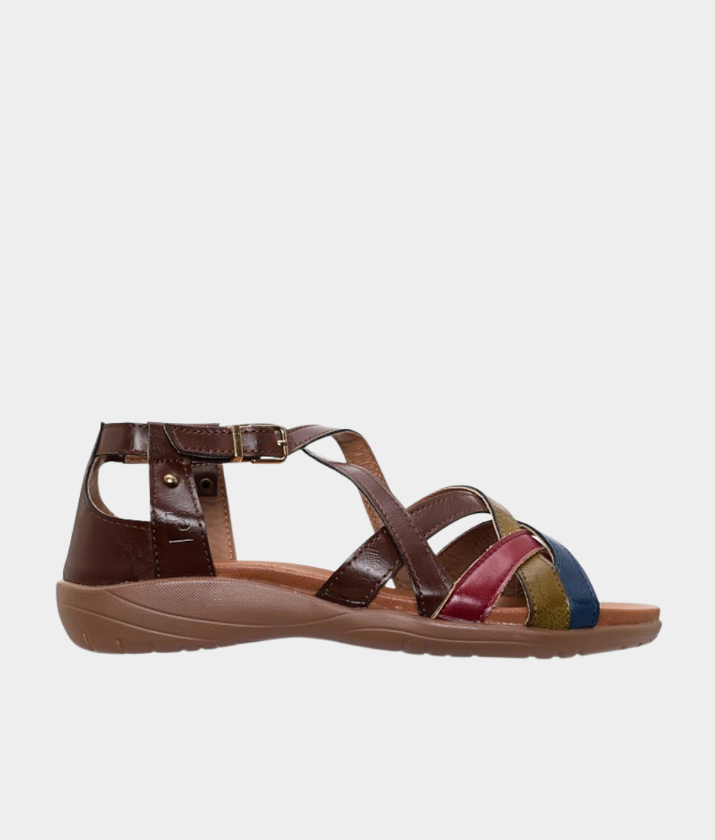 Pierre Cardin Zoe Ladies Multi-Strap Sandal – Brown Multi