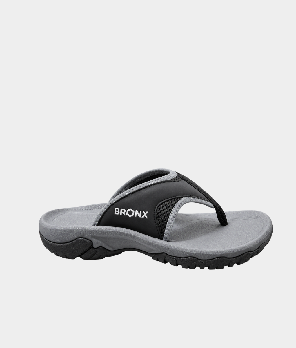 Bronx Badge Men's Toe-Post Sandals – Black & Grey