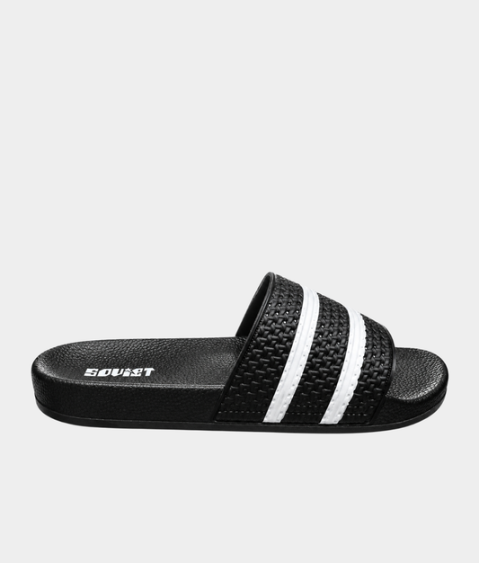 Soviet Quest Men's Stripe Pool Slide Sandal – Black & White