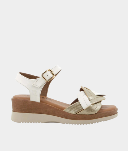Pierre Cardin Lolly Ladies Wedge Sandal – White & Gold
