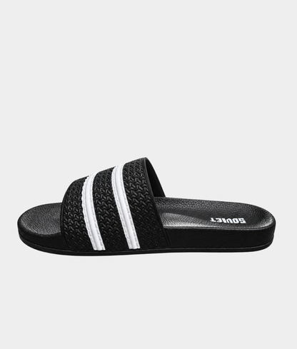 Soviet Quest Men's Stripe Pool Slide Sandal – Black & White