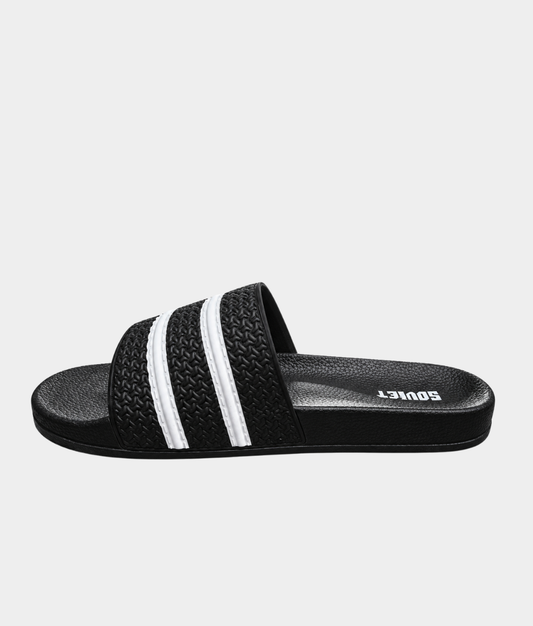 Soviet Quest Men's Stripe Pool Slide Sandal – Black & White