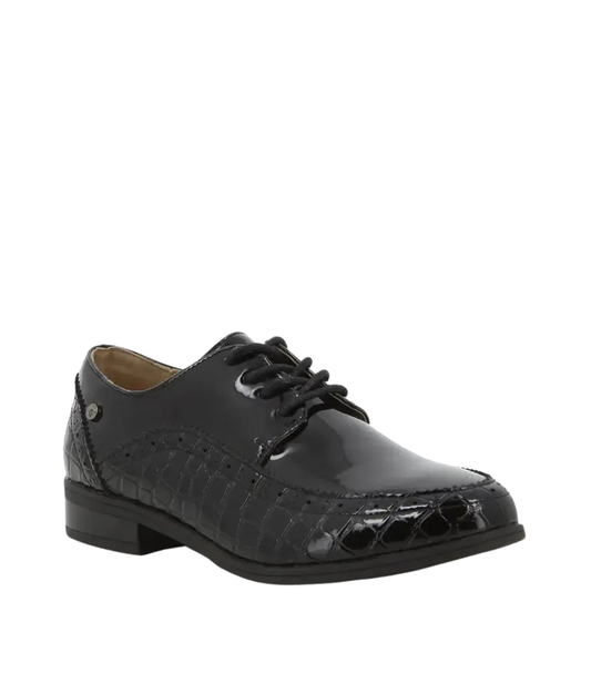 Pierre Cardin Black Patent Church Shoe – Ladies Formal Lace-Up