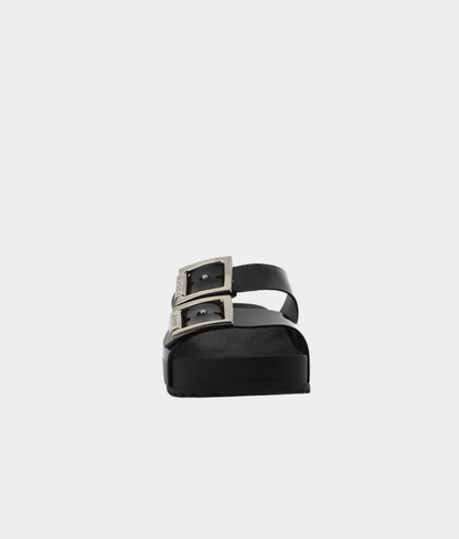 Zaxy Partner III Ladies' Double-Buckle Slide Sandals – Black