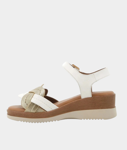Pierre Cardin Lolly Ladies Wedge Sandal – White & Gold