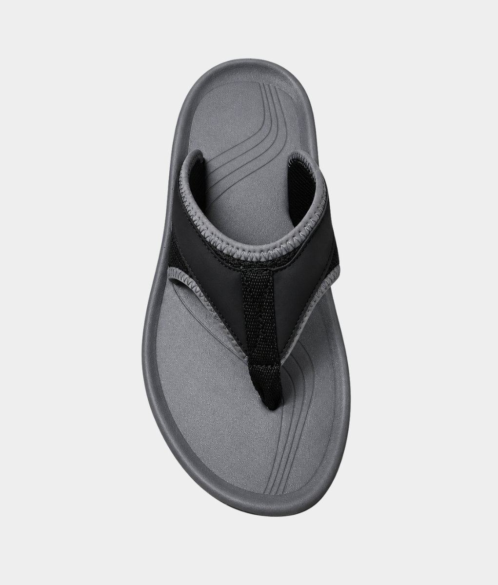 Bronx Badge Men's Toe-Post Sandals – Black & Grey