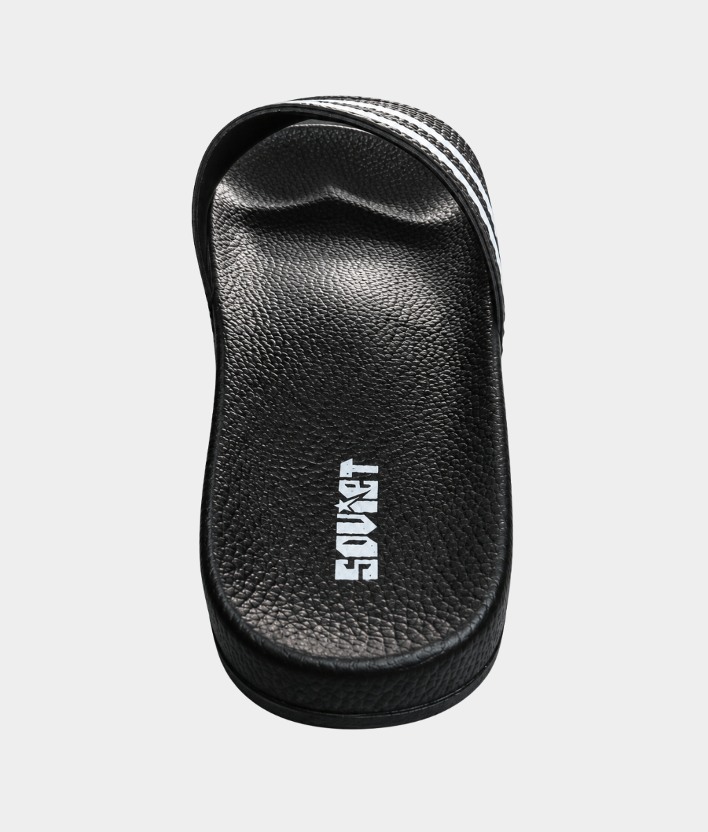 Soviet Quest Men's Stripe Pool Slide Sandal – Black & White