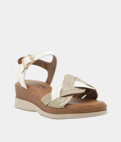 Pierre Cardin Lolly Ladies Wedge Sandal – White & Gold
