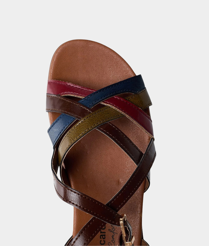 Pierre Cardin Zoe Ladies Multi-Strap Sandal – Brown Multi