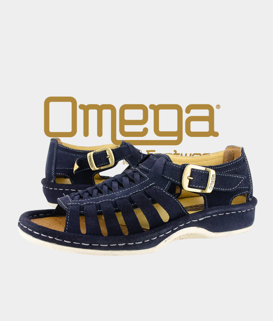 Omega Kgosi Leather Sandal – Navy Suede | Unisex Genuine Leather
