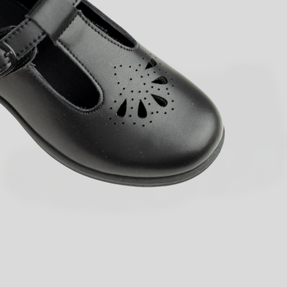 Hush Puppies Crown Girls T-Strap School Shoe – Classic Black