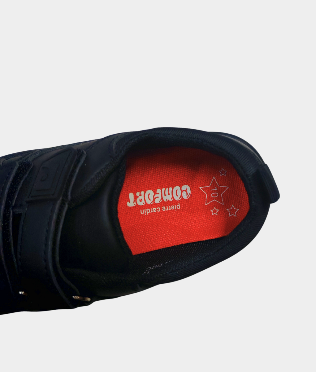 Pierre Cardin Kids Sneaker – Black (Double Strap Velcro) | School Shoe
