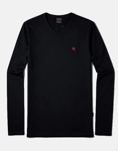 Soviet Dust Black Long Sleeve V-Neck Tee – Men’s Casual