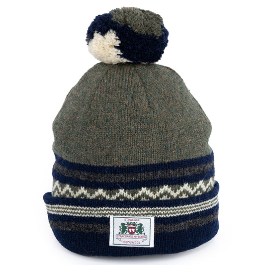 Strachan Navy & Olive Beanie – Classic Winter Knit