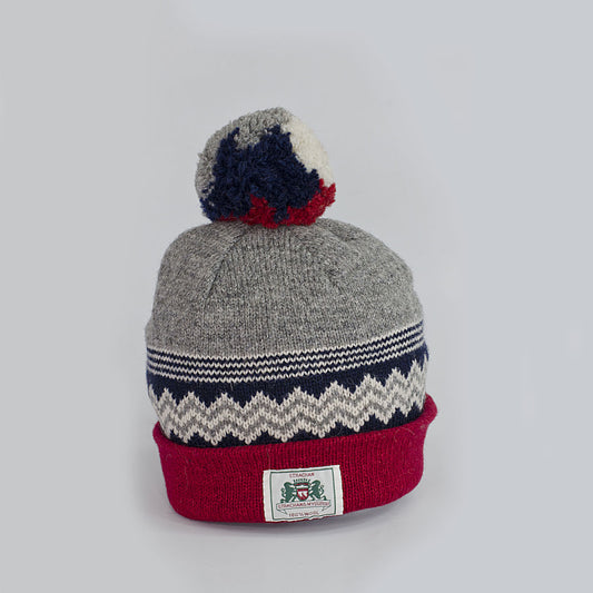 Strachan Maroon & Grey Beanie – Classic Winter Knit