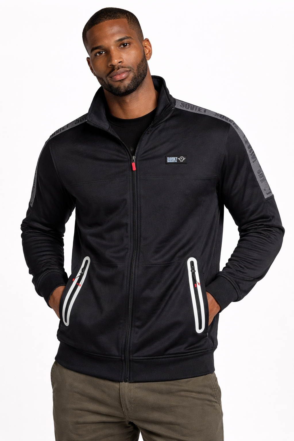 Soviet Men’s Track Jacket – Black (Zip-Up Sweat Jacket)
