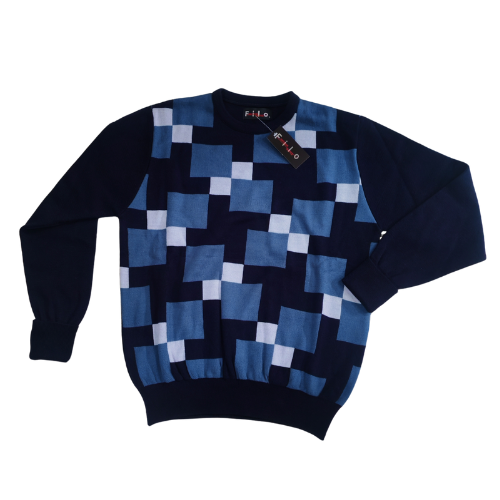 Filo Knitwear Crew Neck Jersey - Navy – Men’s Casual Winter Sweater South Africa