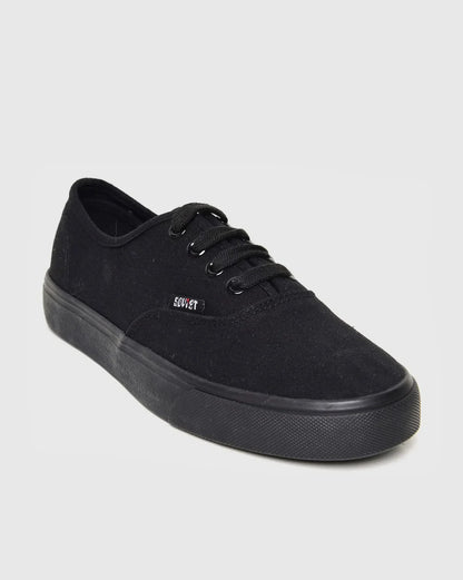 Soviet Mens Barca Low-Cut Canvas Sneaker – Black Mono