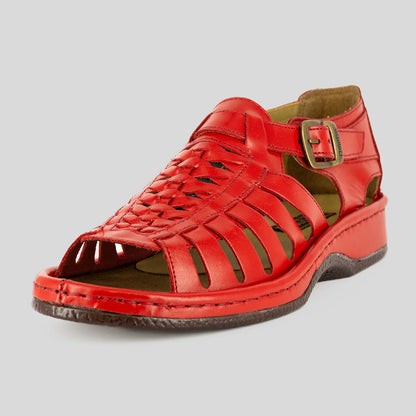 Omega Kgosi Leather Sandal – Red Soft Saddle (Unisex Genuine Leather, Adjustable Buckle)