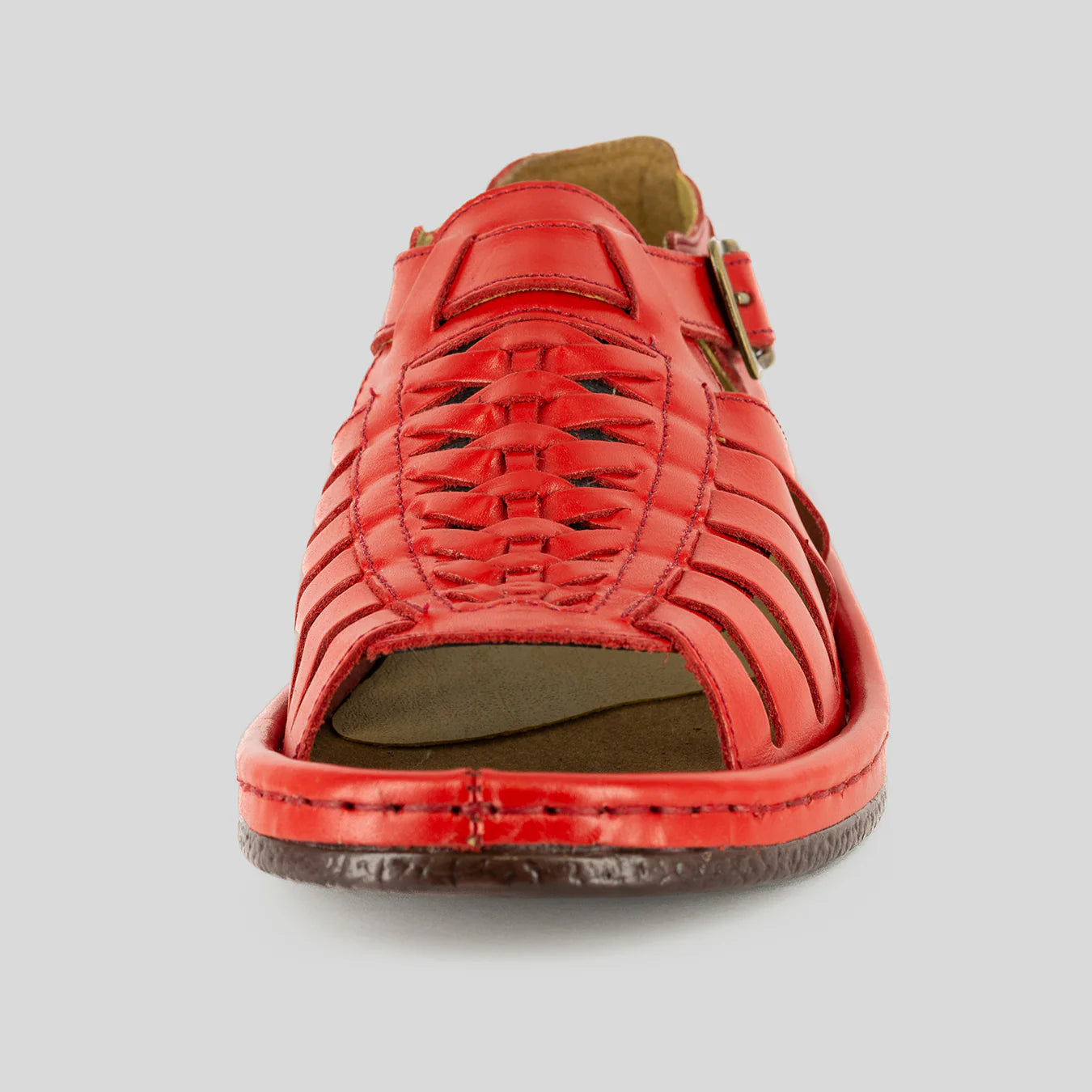 Omega Kgosi Leather Sandal – Red Soft Saddle (Unisex Genuine Leather, Adjustable Buckle)