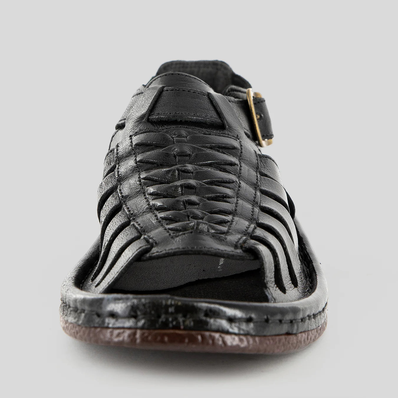 Omega Kgosi Leather Sandal – Black Soft Saddle (Unisex Genuine Leather, Adjustable Buckle)