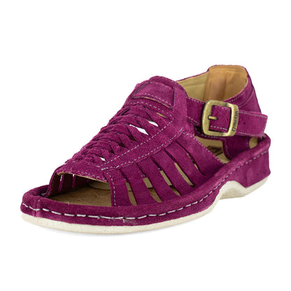 Omega Kgosi Leather Sandal – Cerise Suede (Unisex Genuine Leather, Adjustable Buckle)