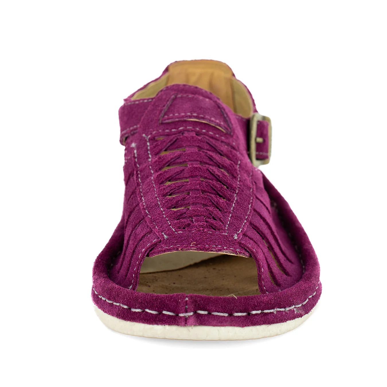 Omega Kgosi Leather Sandal – Cerise Suede (Unisex Genuine Leather, Adjustable Buckle)