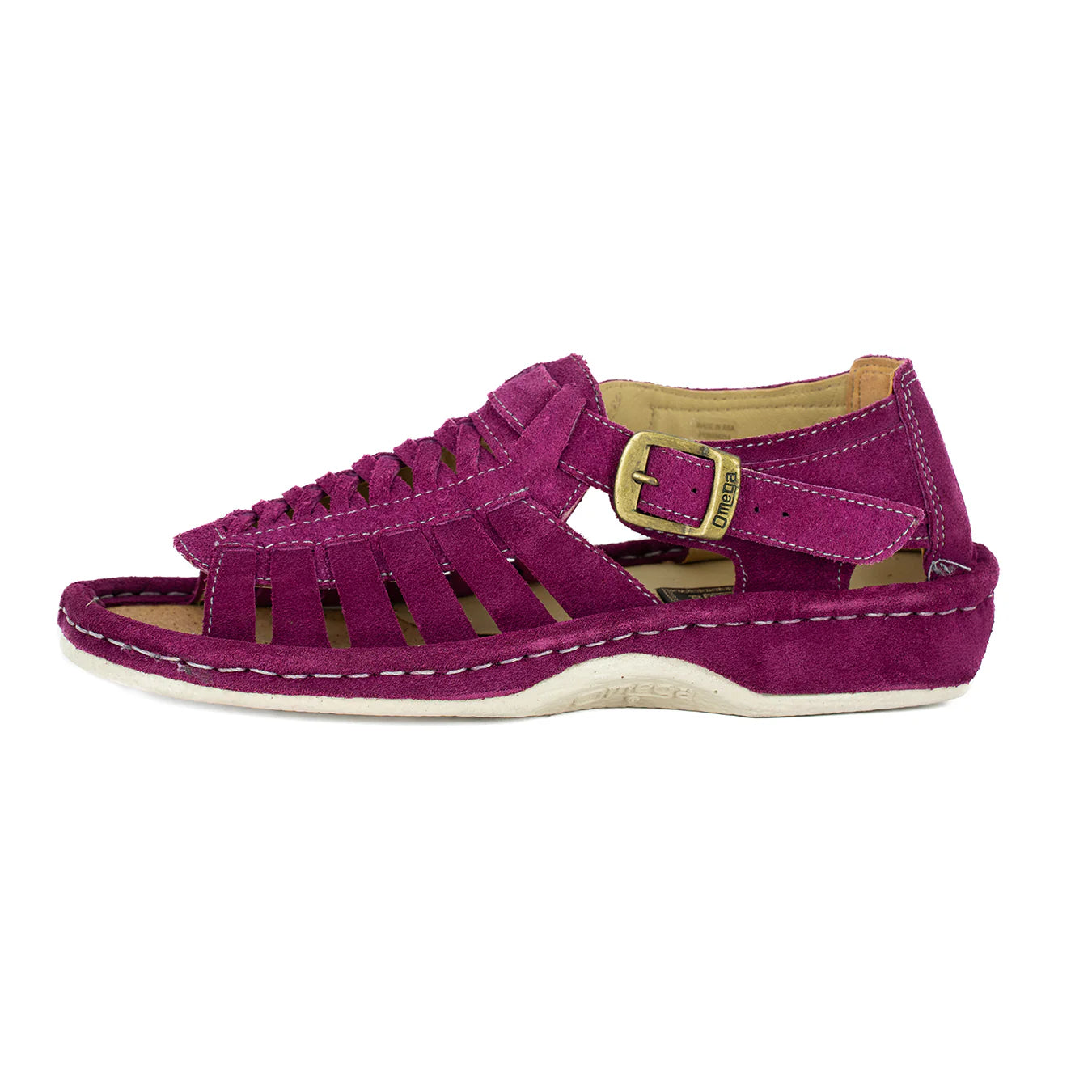 Omega Kgosi Leather Sandal – Cerise Suede (Unisex Genuine Leather, Adjustable Buckle)