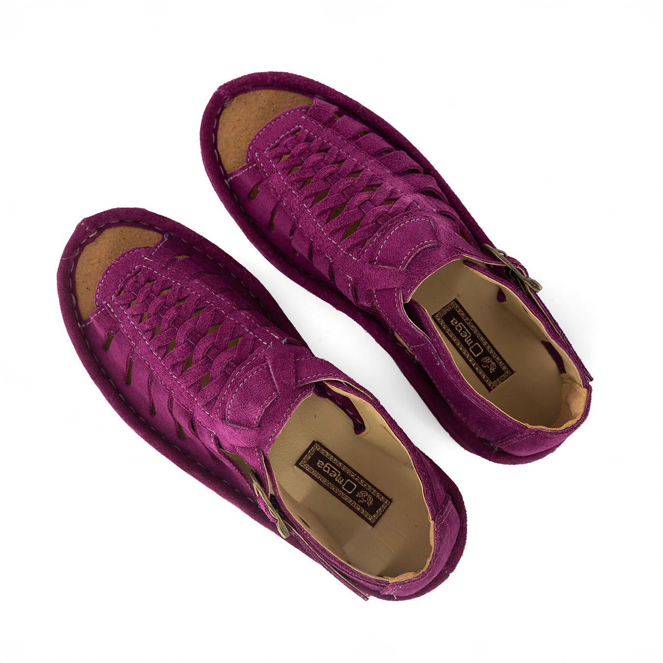 Omega Kgosi Leather Sandal – Cerise Suede (Unisex Genuine Leather, Adjustable Buckle)