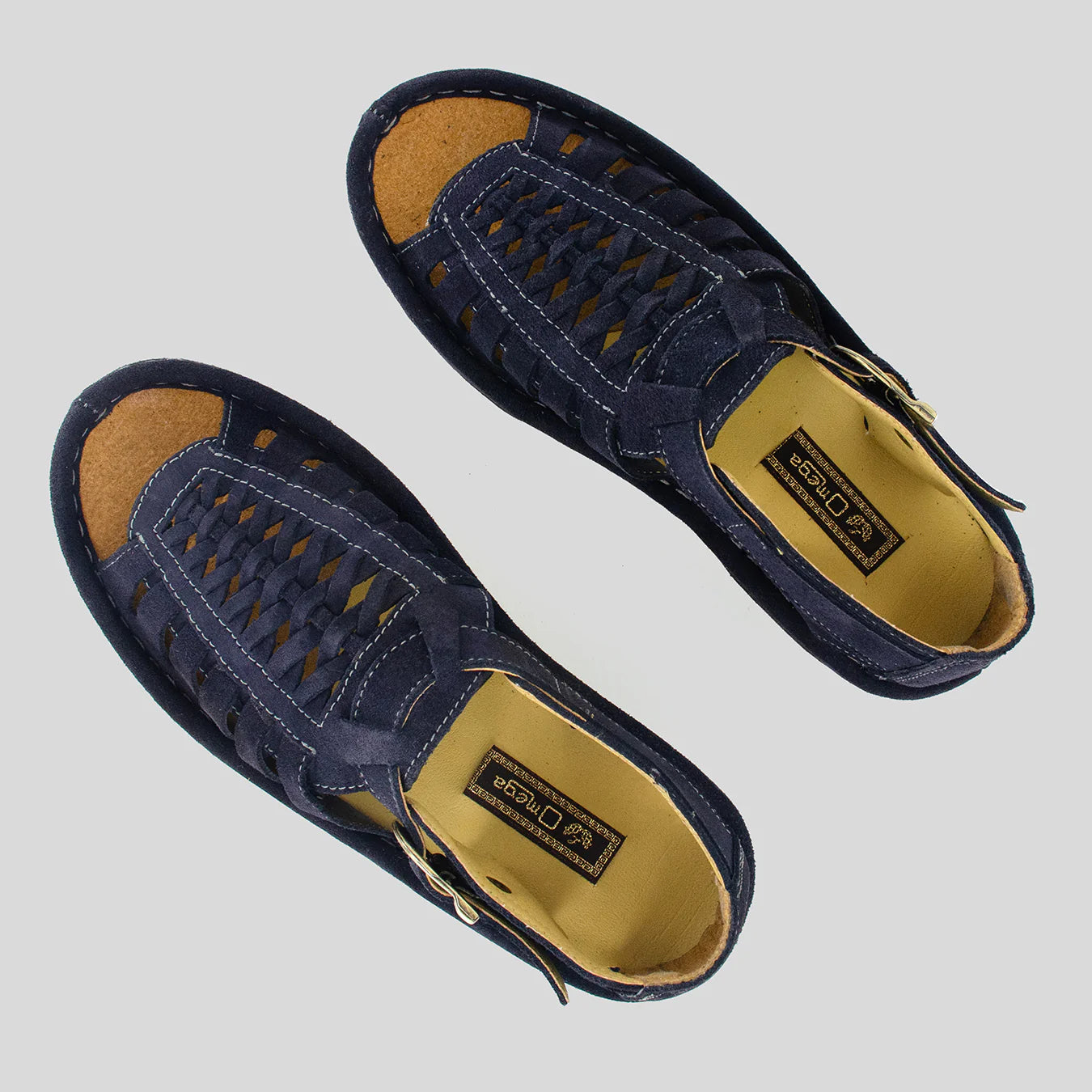 Omega Kgosi Leather Sandal – Navy Suede (Unisex Genuine Leather, Adjustable Buckle)