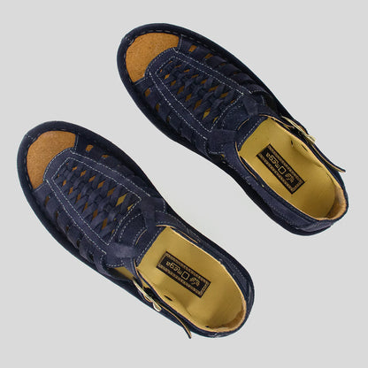 Omega Kgosi Leather Sandal – Navy Suede (Unisex Genuine Leather, Adjustable Buckle)