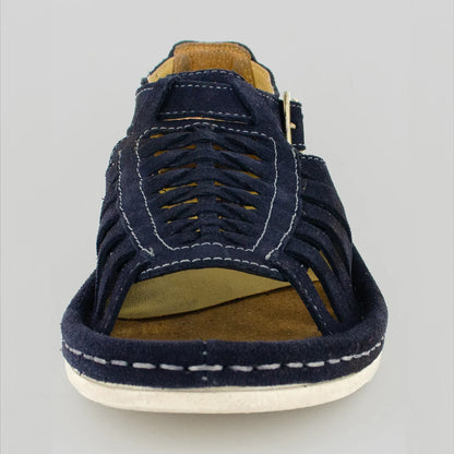 Omega Kgosi Leather Sandal – Navy Suede (Unisex Genuine Leather, Adjustable Buckle)