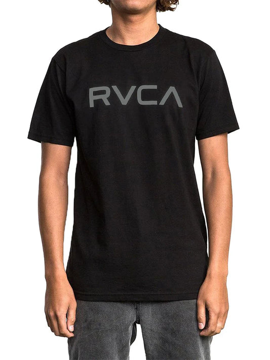 RVCA Black Crew Neck Tee with Large Grey Logo – Men's Graphic T-Shirt (South Africa)