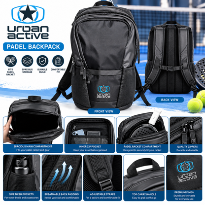 Urban Active Padel Racket Backpack – Black