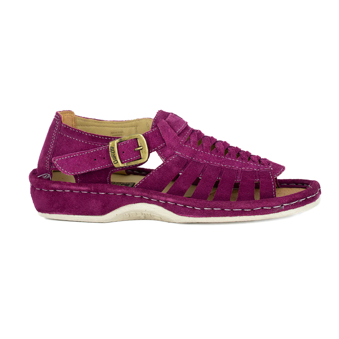 Omega Kgosi Leather Sandal – Cerise Suede (Unisex Genuine Leather, Adjustable Buckle)