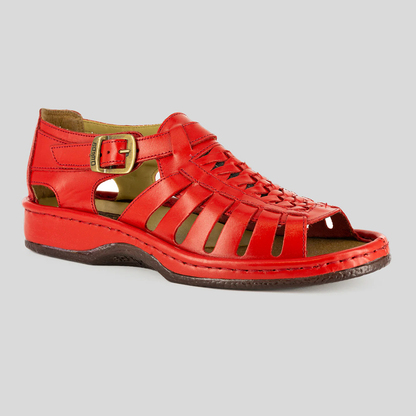 Omega Kgosi Leather Sandal – Red Soft Saddle (Unisex Genuine Leather, Adjustable Buckle)