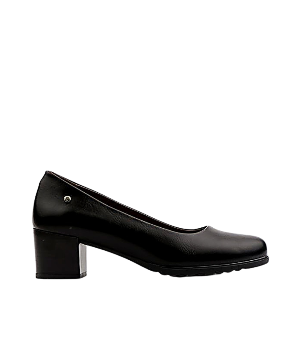 Pierre Cardin Black Slip-On Heel – Low Block Work Shoe