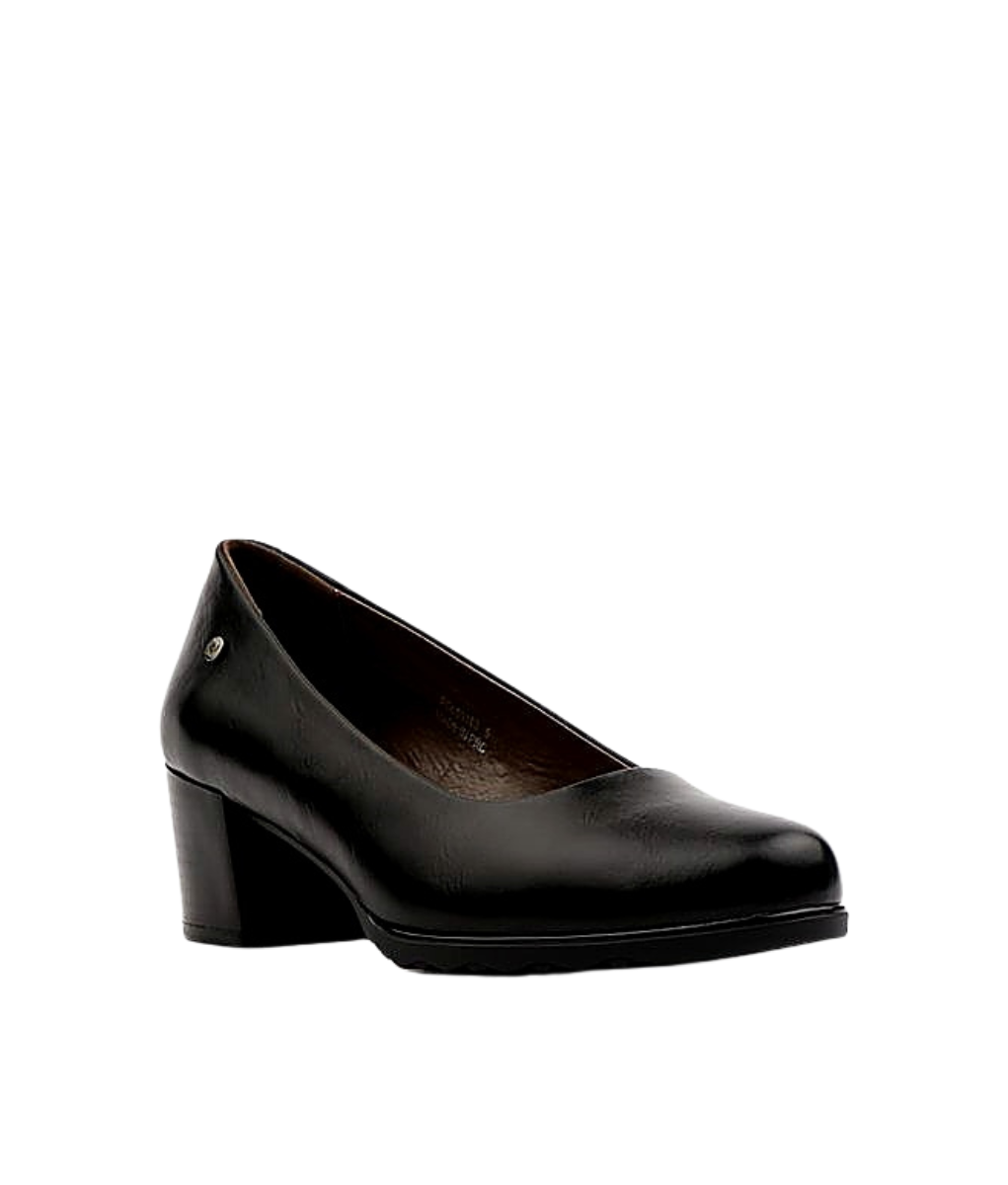 Pierre Cardin Black Slip-On Heel – Low Block Work Shoe