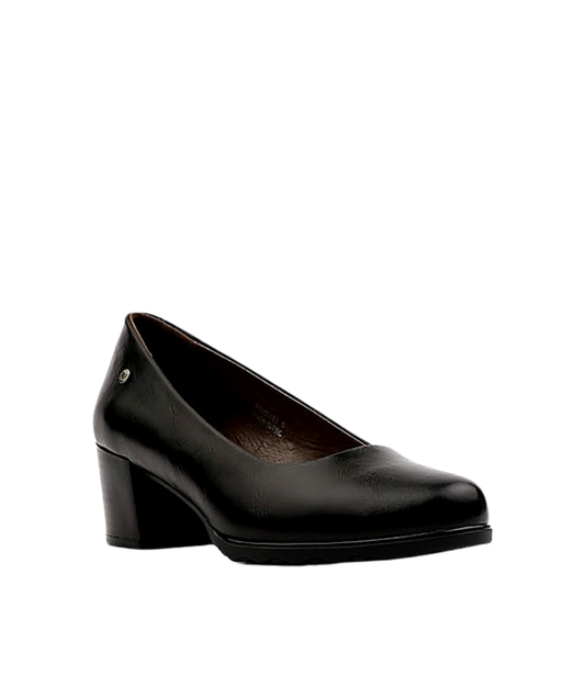 Pierre Cardin Black Slip-On Heel – Low Block Work Shoe