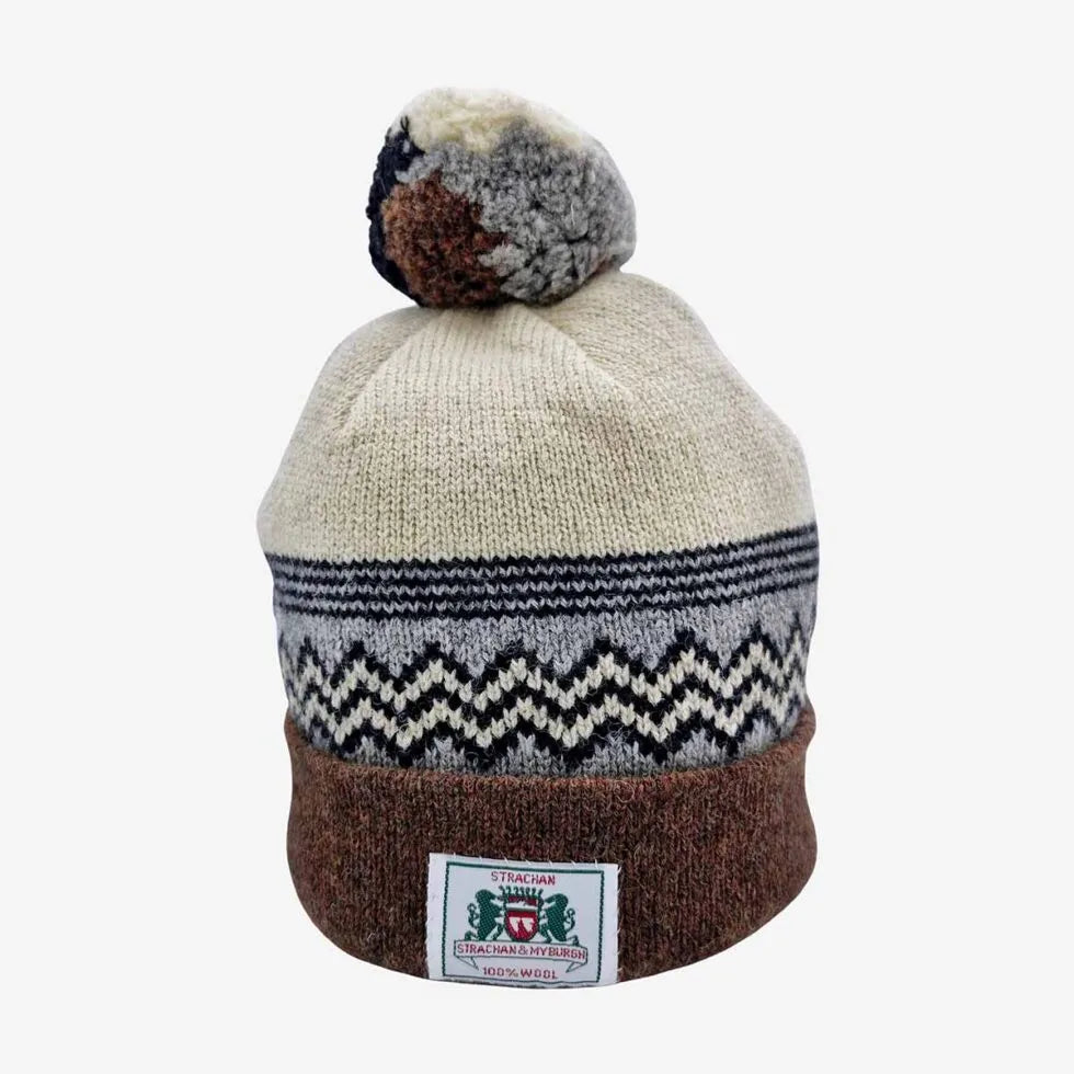 Strachan Brown & Cream Beanie – Classic Winter Knit